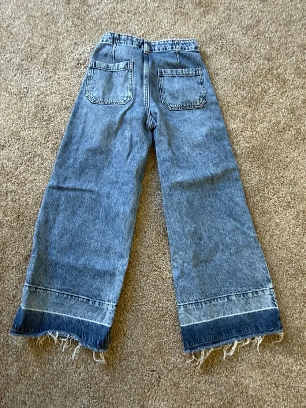 Girls! Wide Leg Blue Denim Jeans - Casual High-Rise.